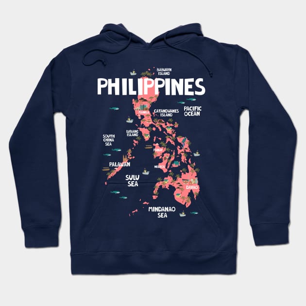 Philippines Illustrated Map Hoodie by JunkyDotCom